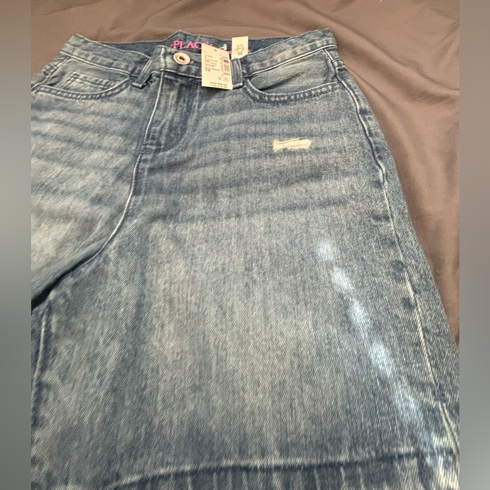 Children’s Placed Distressed Frayed Hem Girls Denim Shorts-Size 14 - Picture 3 of 6